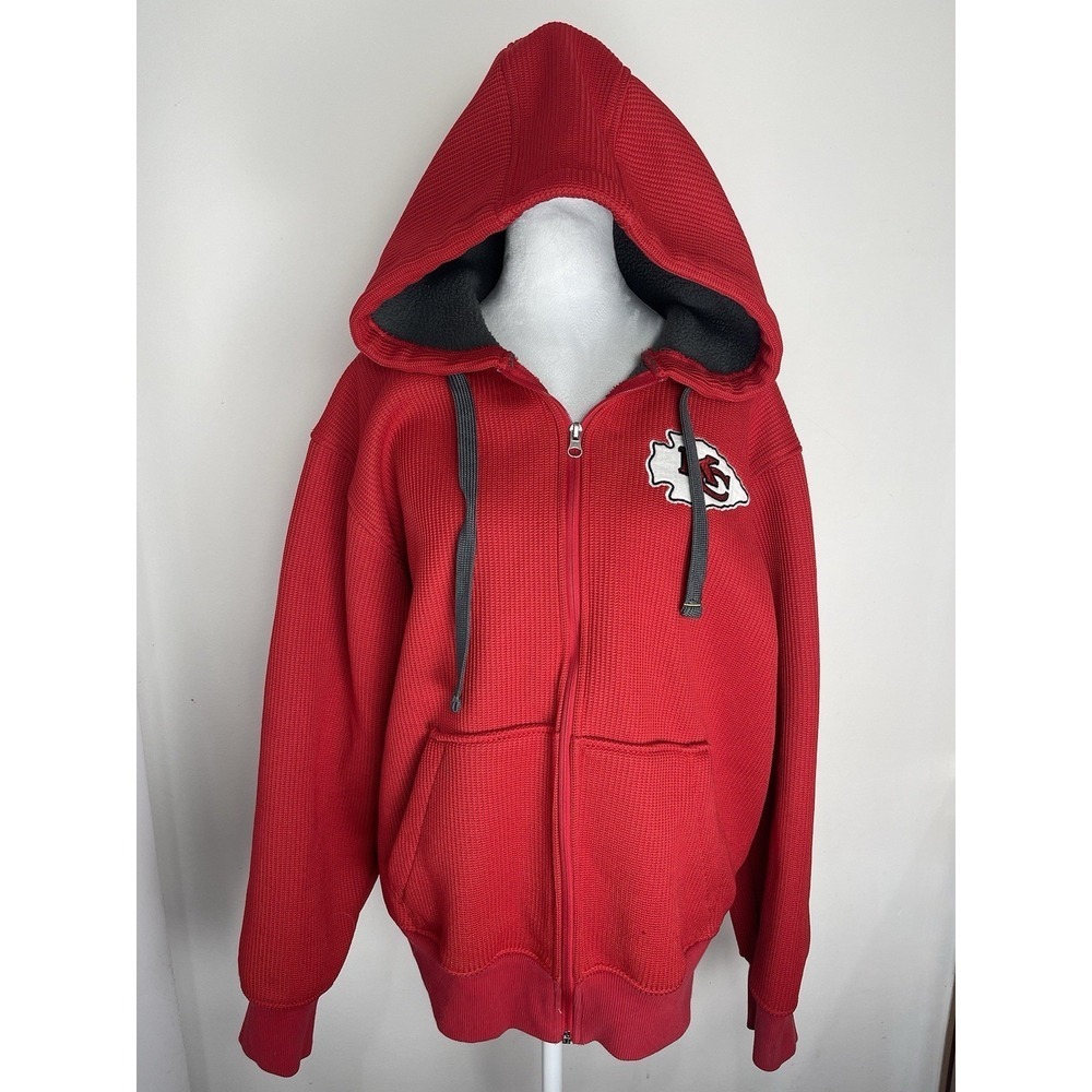 Kansas City Chiefs NFL Men's Fleece Lined Waffle Knit Zip Up Hoodie Men's Large